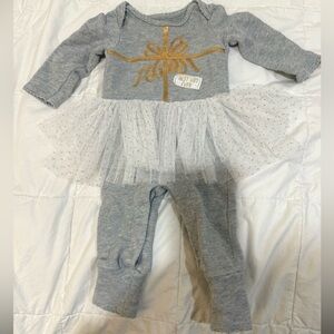 Mud Pie Gray Onesie with Gold Sequin Design